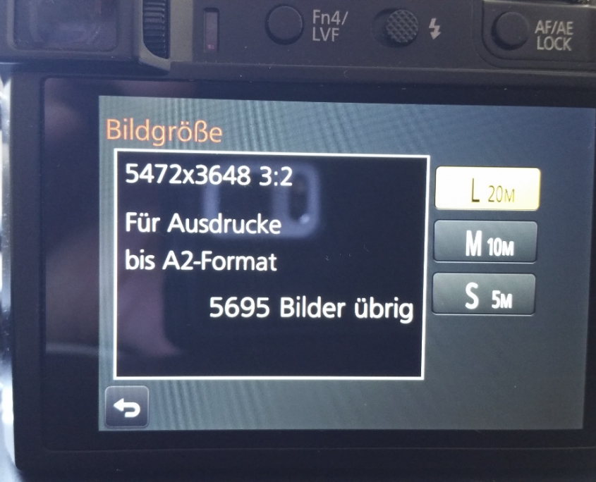 Einstellung Bildgröße, Lumix